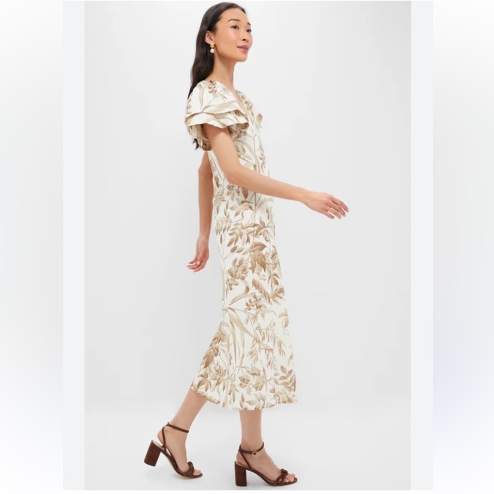 Tuckernuck Dune Breeze Cotton Linen Lily Dress In Cream Botanical Size Large NWT - Picture 2 of 13
